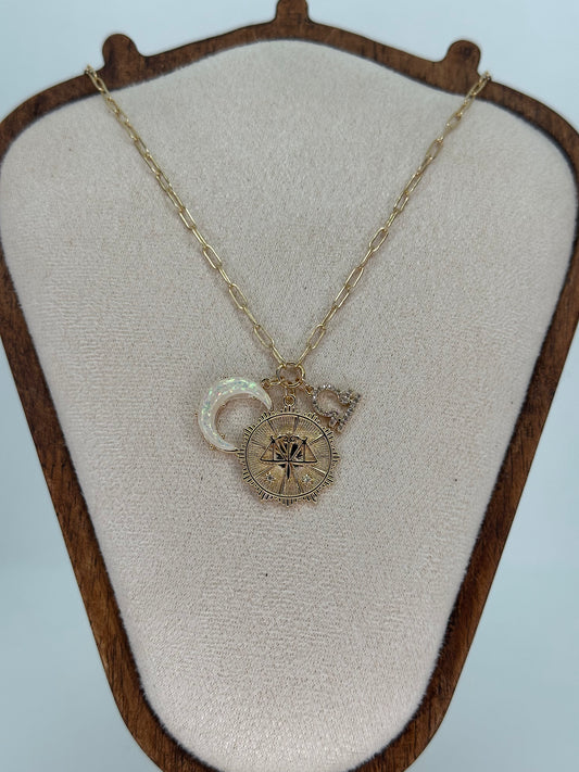Collier Constellation Lune Doré