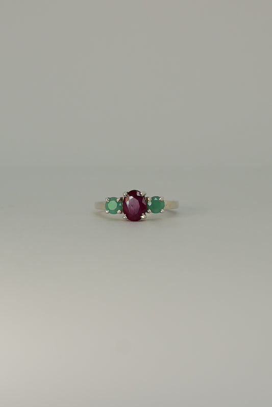Bague Rubis & Émeraudes en Argent 925 — Passion & Harmonie