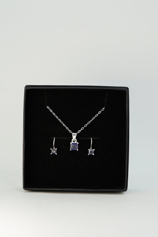 Parure en Iolite Naturelle Argent 925 – Élégance & Raffinement