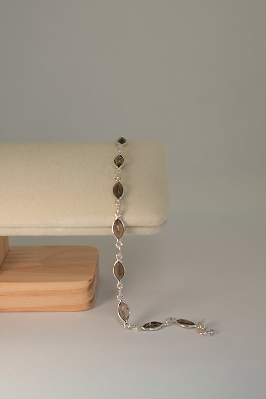Bracelet Quartz Fumé en Argent 925 – Force & Équilibre